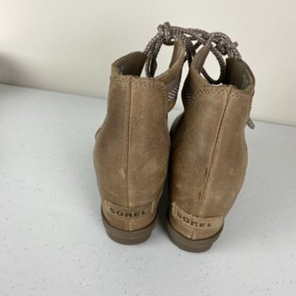 Sorel Joanie II Lace Up Sandals Wedges Womens 7.5 Tan Beige - Picture 3 of 8